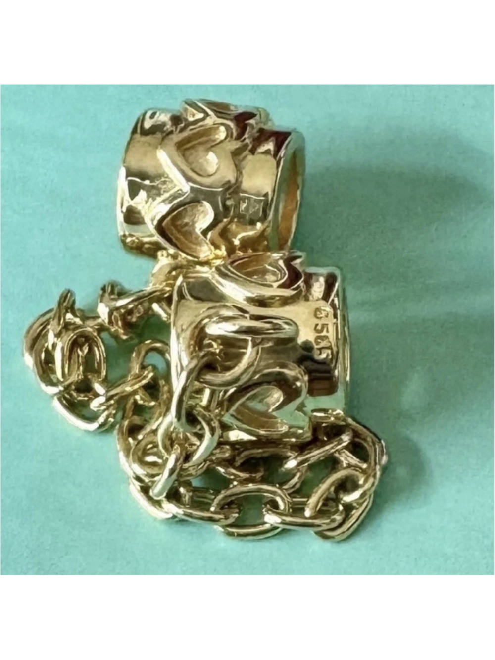 ❗️NEW❗️100% Authentic Pandora Moments 14K Solid Gold Hearts Safety Chain . - Picture 4 of 11
